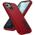 thumbnail image 2 of for iPhone 15 Case, iPhone 15 Phone Case with Built in Kickstand, Shockproof/Dustproof/Drop Proof Heavy Duty Military-Grade Rugged Protective Cover for iPhone 15,Red,For iPhone 15, 2 of 9