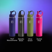 Iron Flask Stainless Steel Water Bottle 22 oz Metallic Black with 3 Lids