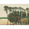 thumbnail image 2 of Mondrian, Piet 32x24 White Modern Wood Framed Museum Art Print Titled - Farmstead along the water screened by nine tall trees, 2 of 4