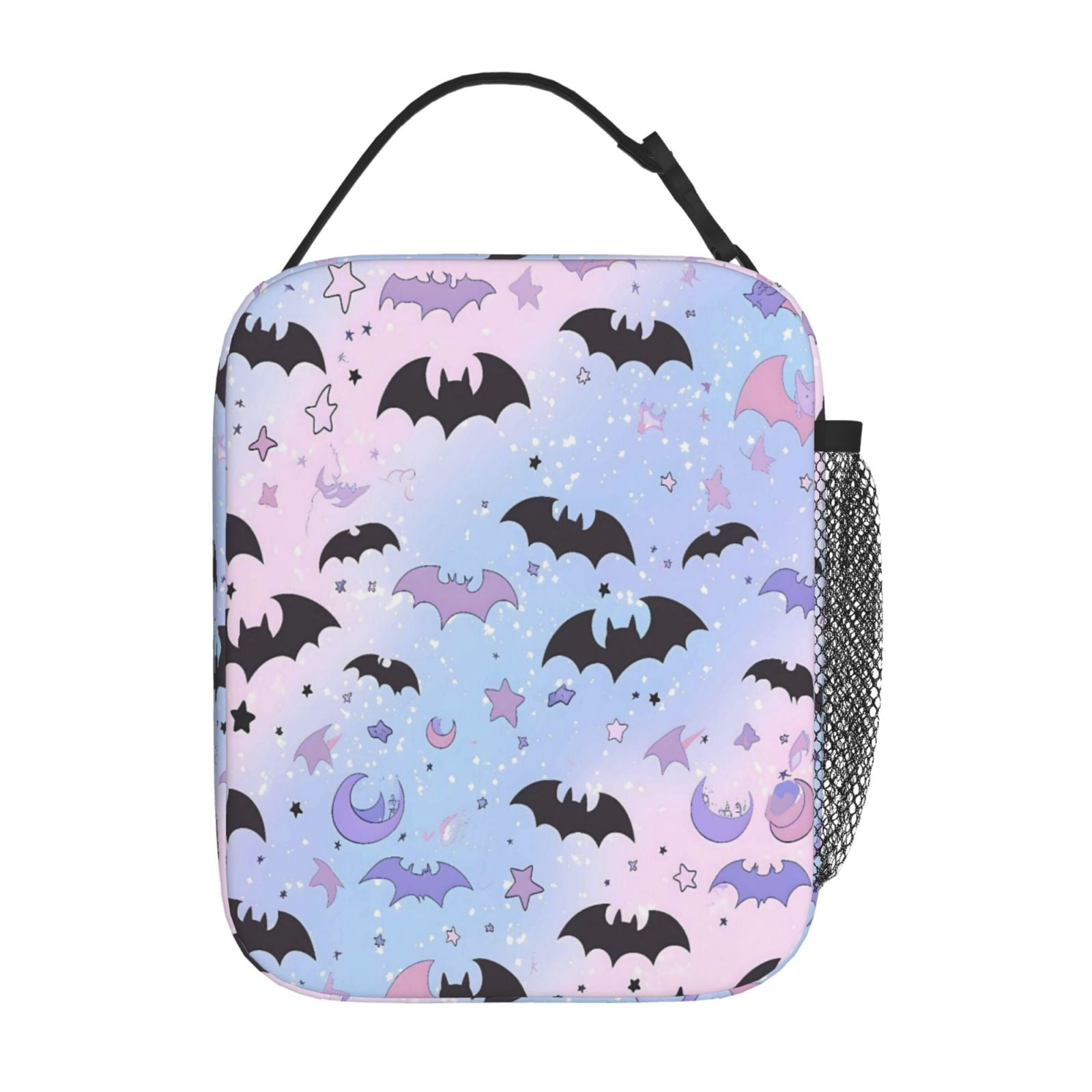 Lunch Bag For Women Men Insulated Portable Lunch Box Bento Box Office Picnic Travel Cooler Bag The Black And Purple Flying Bats In The Sky