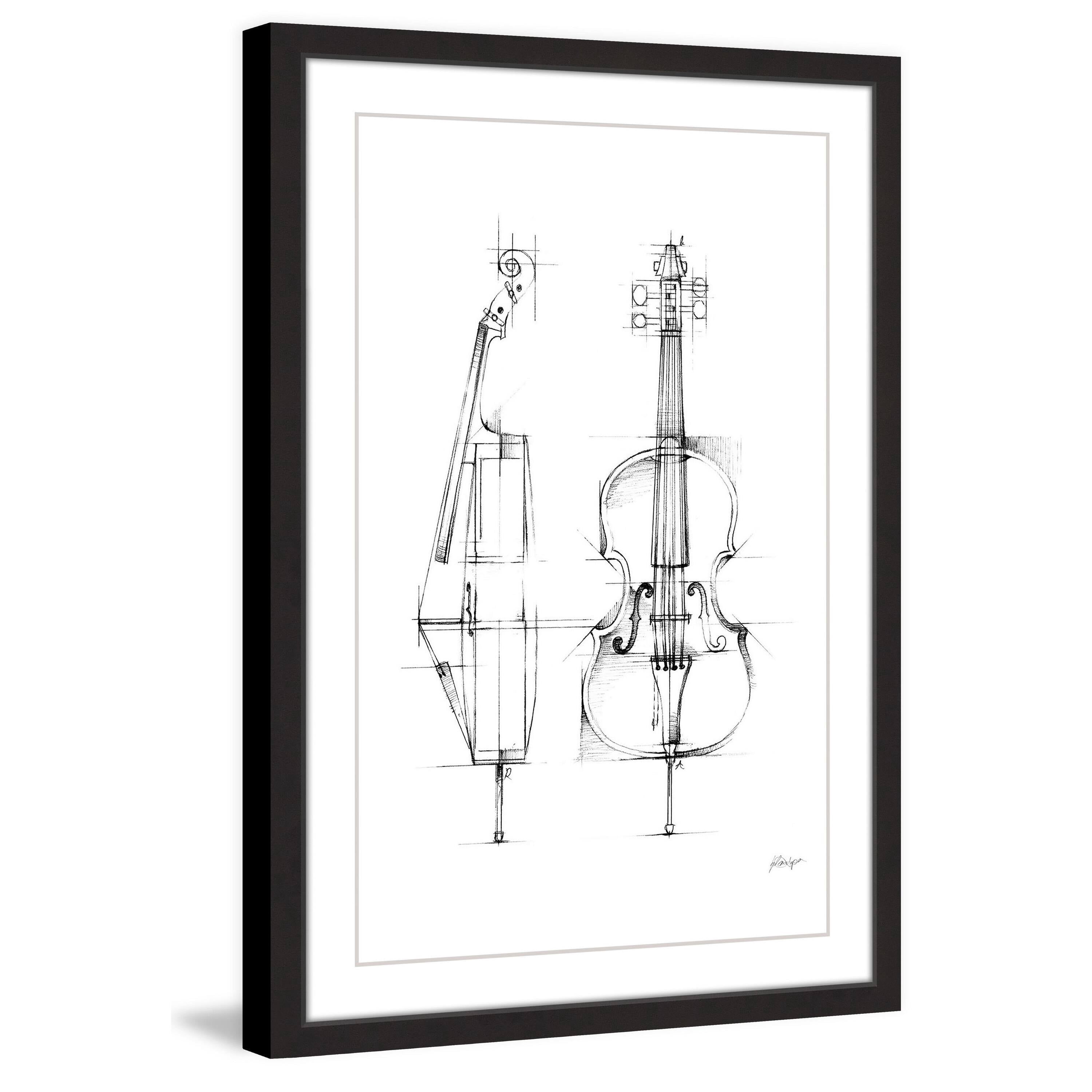MARMONT HILL  - 'Cello Sketch' Framed Painting Print - Multi-Color 30 x 45