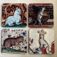 thumbnail image 1 of 4 PCS Medieval Cat Coasters for Drink Set Cat Pattern Round Coasters, 1 of 5