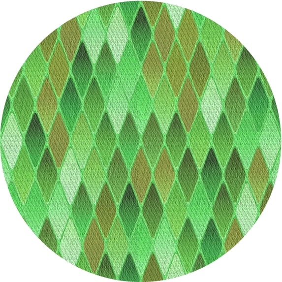 Ahgly Company Indoor Round Patterned Dark Lime Green Area Rugs, 5' Round