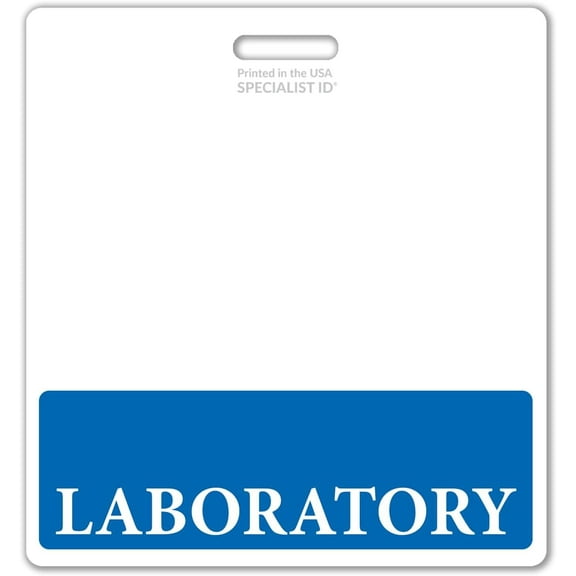 5 Pack - Oversized Laboratory Badge Buddy Horizontal - XL Badge Buddies for Laboratory Technicians - 3 3/8 X 4 1/8 Role Identification Badge Backer Card - USA Printed by Specialist ID (Blue)