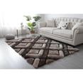 thumbnail image 3 of MDA Home Mateos Shag Brown/Cream Geometric Polyester Area Rug - 5' x 7', 3 of 5