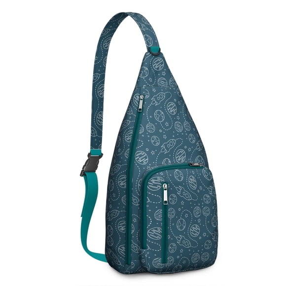 Interstellar Travel Sling Bag - Cosmic Nebula Print Crossbody Backpack (Breathable)