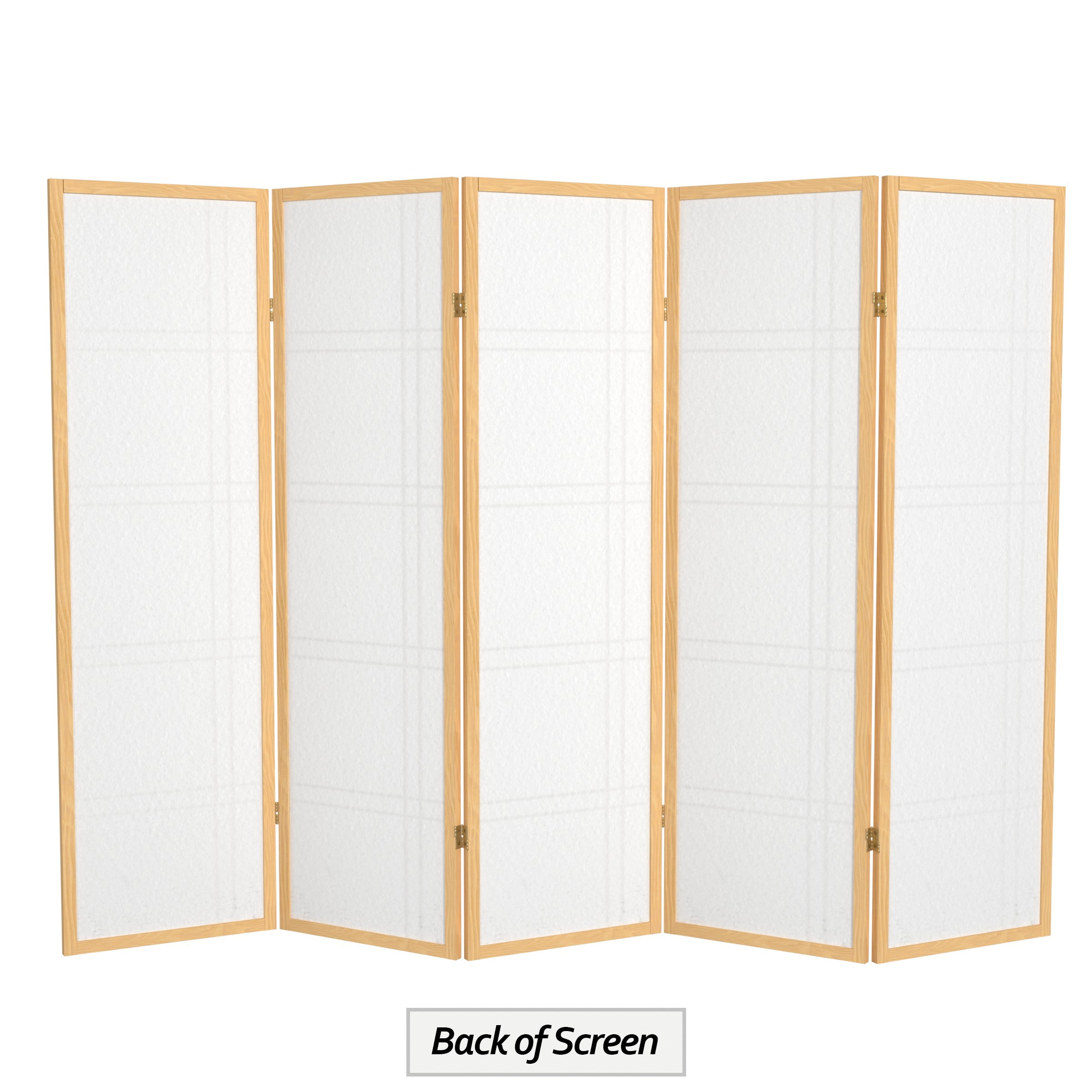 5 ft. Tall Natural Double Cross Lattice Shoji Screen Room Divider with Adjustable Folding Panels - 5 Panels