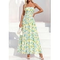 thumbnail image 3 of PRETTYGARDEN Women Strapless Maxi Dress Summer Floral Tube Top Ruched Beach Spring Wedding Guest Long Dresses, 3 of 10