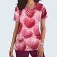thumbnail image 2 of Vestido Corto para las Mujeres, Cuello en V Impresión de Día de San Valentín Manga Corta Bolsillo de Enfermera, Moda Informal, 2 of 9