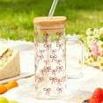 thumbnail image 6 of Christmas Glass Cups,13oz Iced Coffee Cups with Lids and Straws,Bow Glass Cup,Cute Tumbler Smoothie Cup,Cute Drinking Can Jar,Tumbler,Birthday Gifts for Women,Teen Girl Stuff, 6 of 7