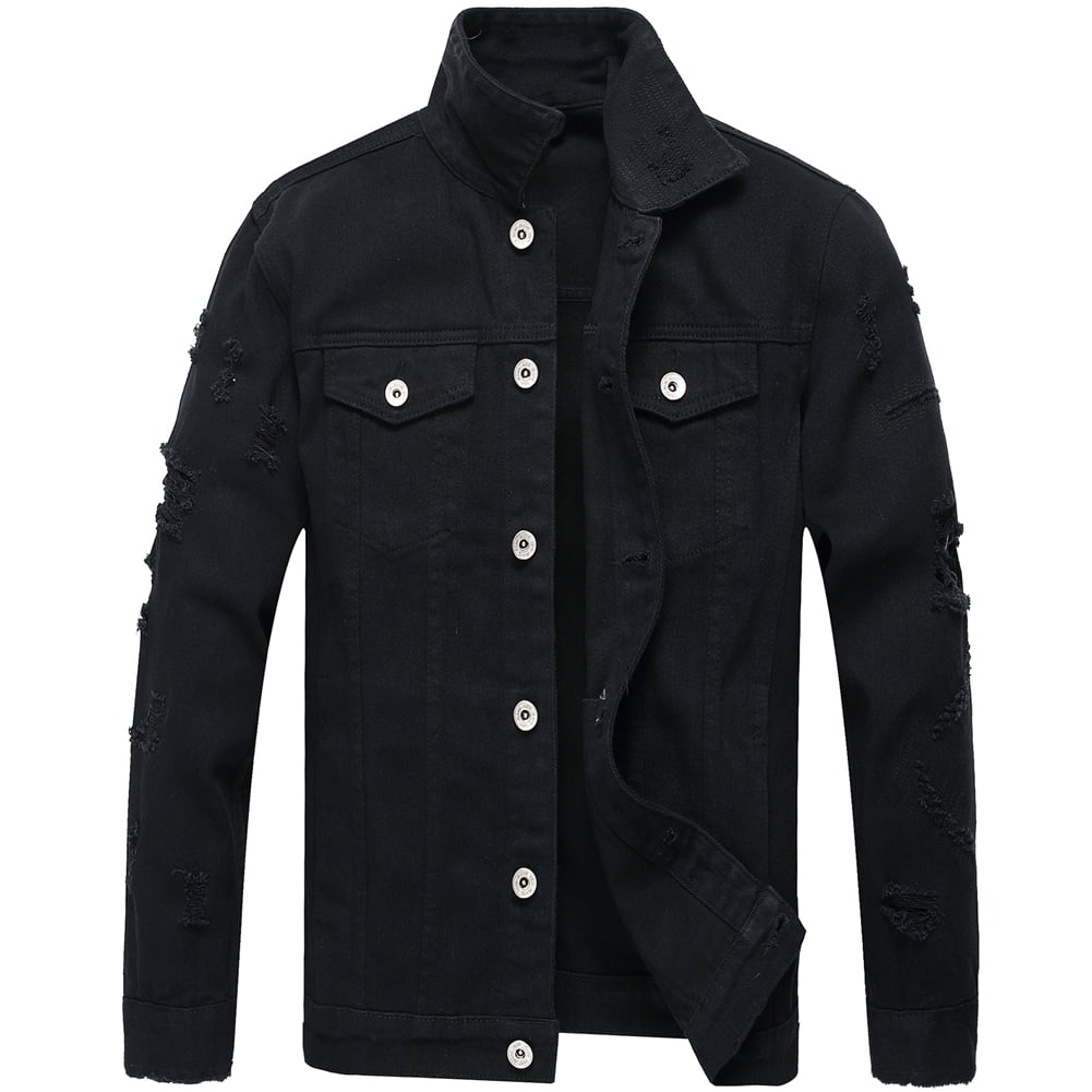 Free Shipping! LZLER Black Jean Jacket for Men Classic Denim