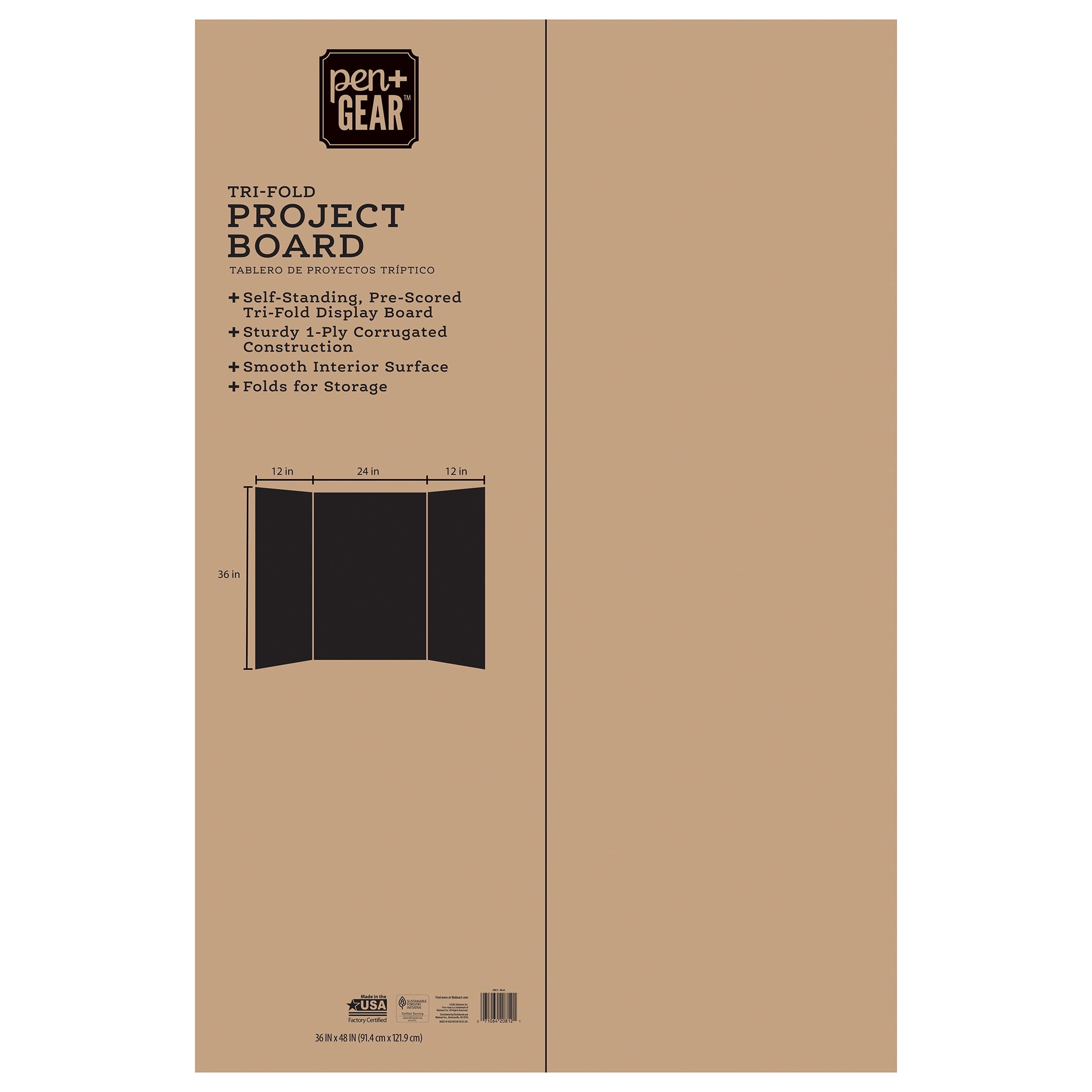 Pen + Gear Black Tri-Fold Project Display Board, 36x48