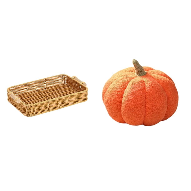 Cestas de almacenamiento,Cestas de almacenamiento de cocina tejidas con asas hechas a mano,Almohadas de calabaza de Halloween,Almohadas de calabaza de Halloween Decoración del hogar