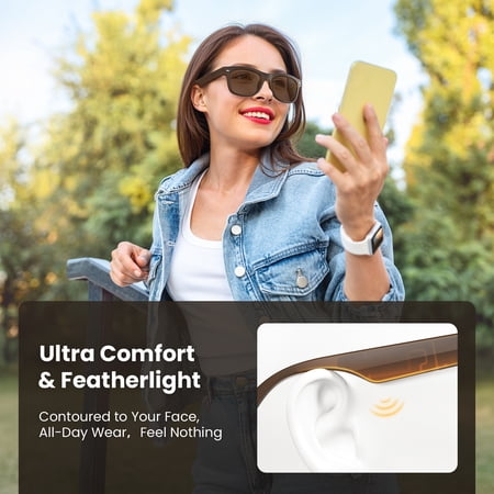 WeariQ Bluetooth Smart Glasses – Brown Audio Sunglasses – Brown Polarized Lenses, Open-Ear Speaker, 10-Hour Playtime, Hands-Free Calls, Voice AssistantHands-Free Calls & Music