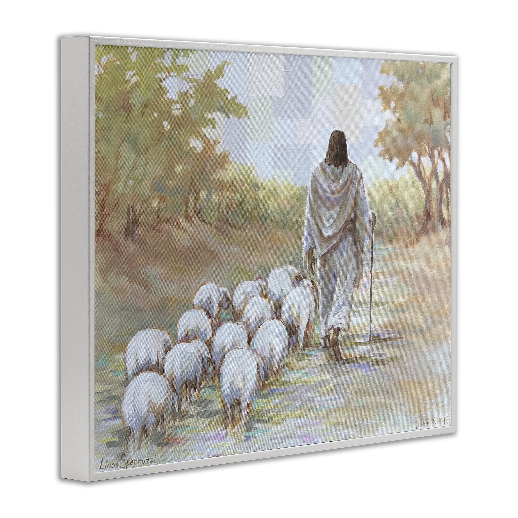 Stupell Industries Lead On Good Shepherd White Framed Giclee Art, design by Linda Sperruzzi