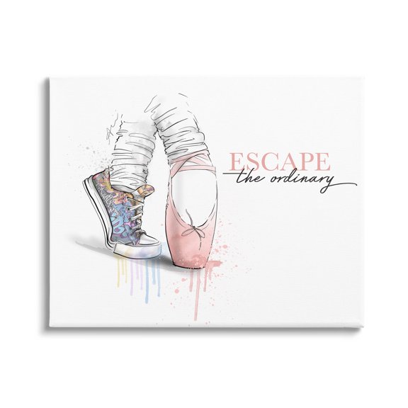 Stupell Industries Escape The Ordinary Ballet Shoe Graphic Art Gallery Wrapped Canvas Print Wall Art, Design by Alison Petrie