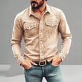 thumbnail image 2 of Cmfcve Slim Fit Shirt for Men Long Sleeve Button Down Shirts Fashion Casual Vintage Work Shirts with Flap Pockets, 2 of 8