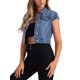 thumbnail image 4 of CHAQUETA DE JEAN CORTA CON BOTONES Y MANGAS CORTAS PARA MUJER INSPIRADA EN CHIC - Azul M-XL, 4 of 6