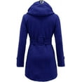 thumbnail image 3 of Womens Double Breasted Trench Coat Classic Lapel Belt Peacoat Fall Winter Warm Overcoat Outerwear with Hood, 3 of 3