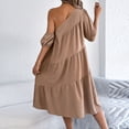 thumbnail image 6 of PNTUTB Summer Cool Women's Dress: Fashionable Solid-Color Off-the-Shoulder Short-Sleeve Casual Loose Comfortable Midi Dress, 6 of 6
