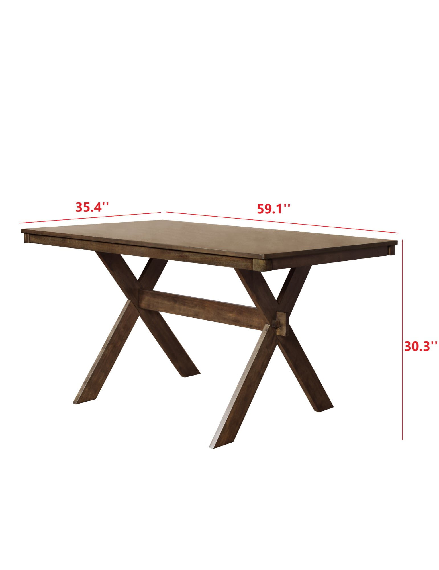 Home Design Oden Dining Table, Brown, Rectangular top, Split-top design, X-shaped base, Natural woodgrain finish, Rustic-modern style, Sturdy construction, Durable and stylish