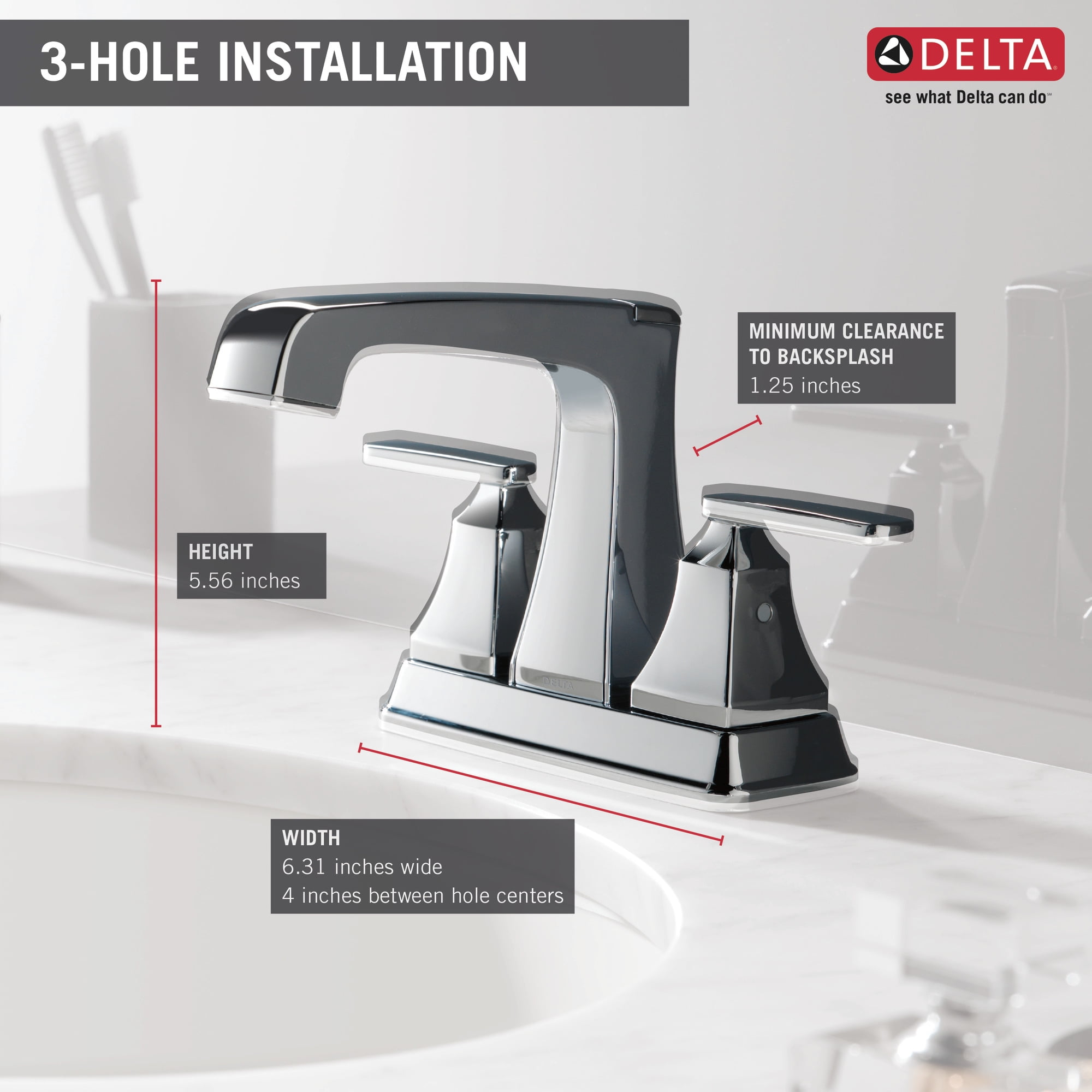 Delta Ashlyn Two Handle Centerset Bathroom Faucet with Metal Drain Assembly in Chrome 2564-MPU-DST