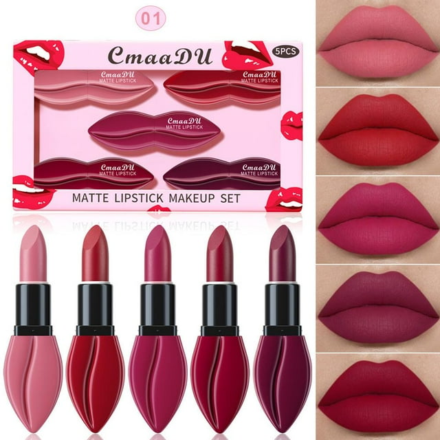 EZLIFE Lápiz labial diseño labios Textura suave efecto duradero mate Hot U1 T9G2