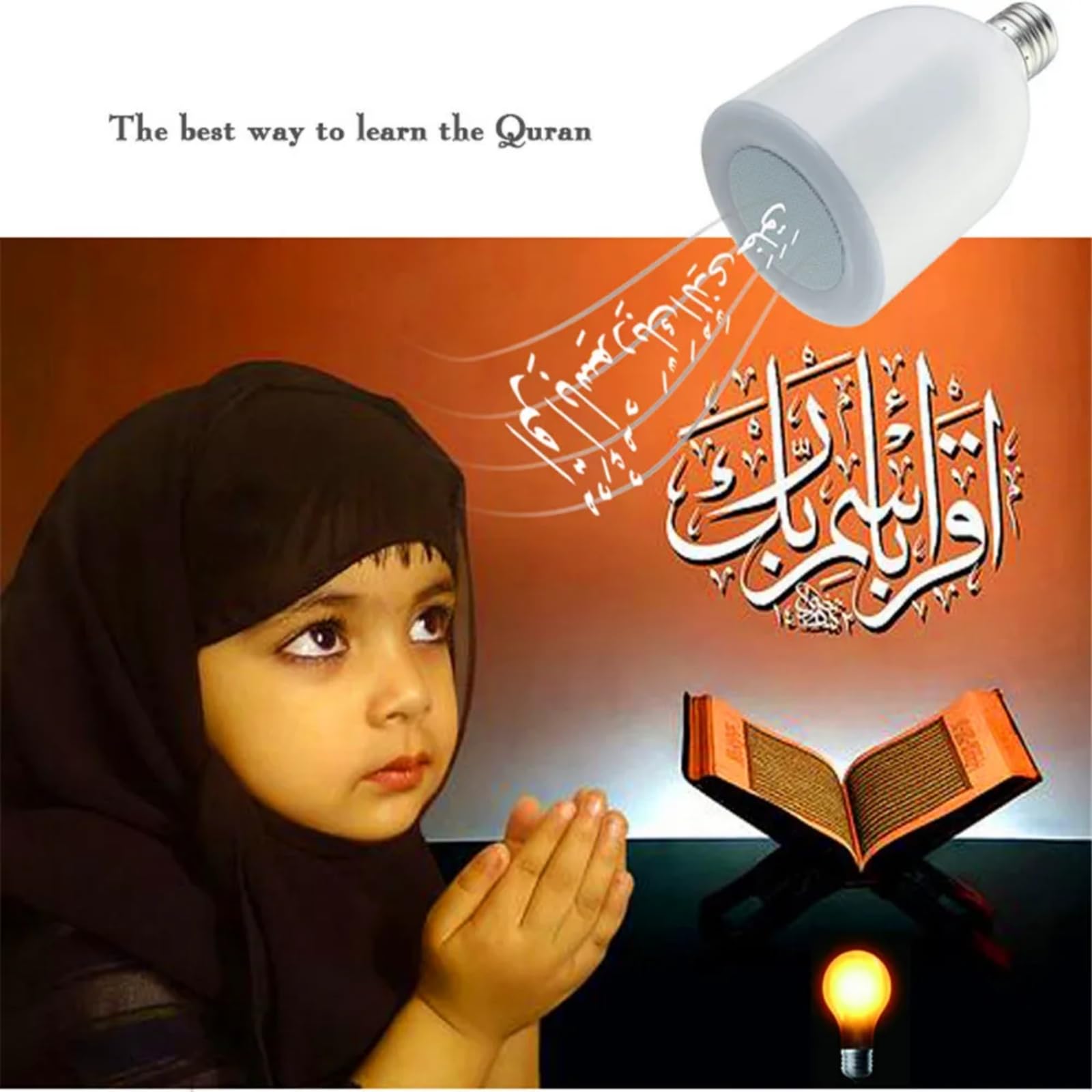 Quran Lamp LED Speaker Bluetooth Holy Qur'an Speaker Lamp/Light, Bluetooth Speaker with Bluetooth Remote & Mobile App, Portable Quran Speaker for Kids Muslims Gift Ramadan Gift