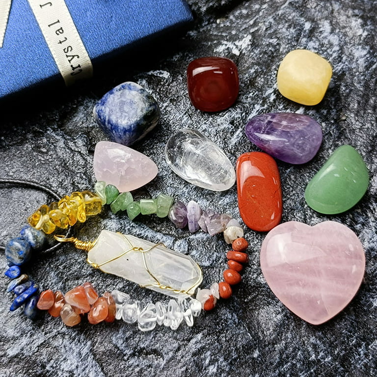 Healing Crystals Set for Beginners Natural Chakra Stones Set with Gift Box  Pendant and Bracelet Crystals and Gemstones Healing Set for Relaxation and  Stress 