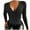 Black, variant on Womens Trendy Wrap V Neck Sweaters Top Solid Color Long Sleeve Slim Fitting Crop Tops Trendy Casual Business Tops