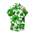 thumbnail image 3 of WREESH Men's Button Down Shirt Casual St. Patrick's Day Shirt Shamrocks Print Beach Shirt Turndown Short Sleeve Shirt White, 3 of 3