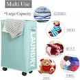 thumbnail image 4 of 22-Inches Rolling Slim Laundry Hamper on Wheels Clothes Basket Tall Thin Dirty Clothes Bin Storage Basket Organizer Sorter Bedroom Bathroom 15.4×7.8×22 in ( Beige), 4 of 8