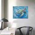 thumbnail image 3 of PIKWEEK  Bathroom Wall Decor Sea Turtle HD Pictures Print on Canvas Wall Art for Bedroom Kitchen Blue Coastal Room Decorations Art Work Green Turtle on Blue, 3 of 4