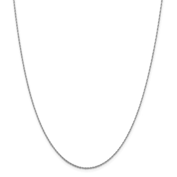 14K White Gold chain Rope Pendant 16 in 1.3 mm