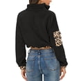 thumbnail image 4 of Sudadera con cordón y bloques de color para mujer, jersey con cremallera y cuello de manga larga, Tops para actividades al aire libre, negro L, 4 of 6
