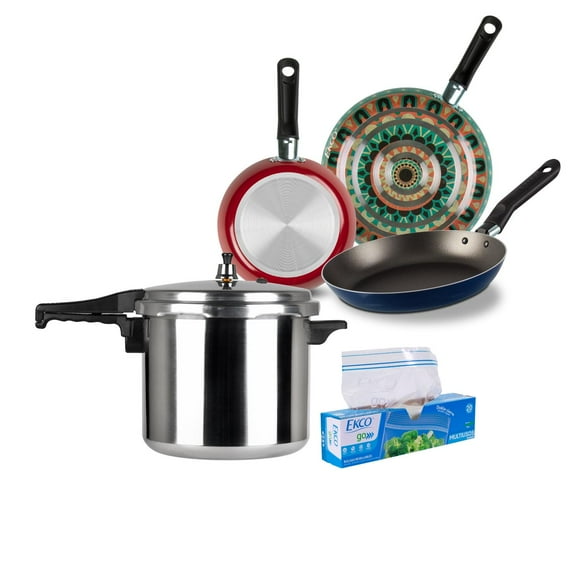 Combo de Juego de Olla Express Ekco 8 litros con Juego de Sartenes Ekco 3 Piezas