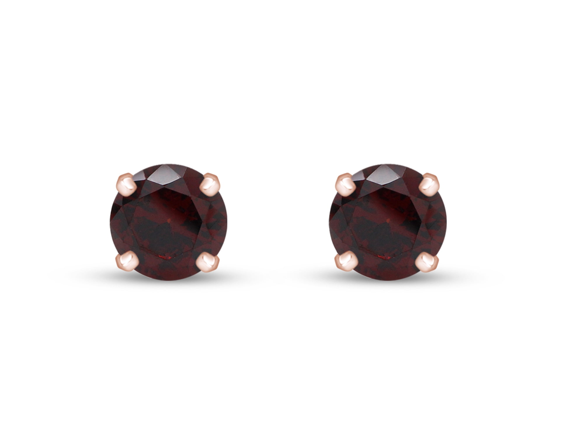 Solid 14k White Gold 3mm Simulated Garnet Stud Earrings 3mm x 3mm 