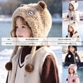 thumbnail image 3 of 2-8 Years Kids Winter Knit Cat Ear Beanie with Stripes, Cute Warm Hat for Boys Girls, 3 of 8