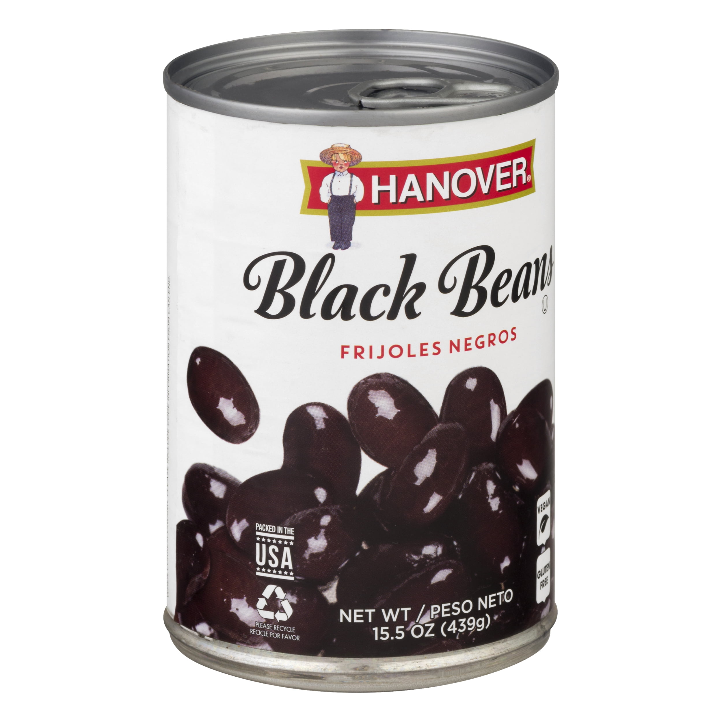 (12 pack) Hanover Black Beans, 15.5 oz Can – Vegan, Gluten Free Pantry Staple