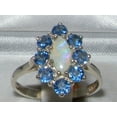 thumbnail image 3 of LBG British Made 14k White Gold Natural Opal & Sapphire Womens Promise Ring - 33 size options - Size 9.5, 3 of 9