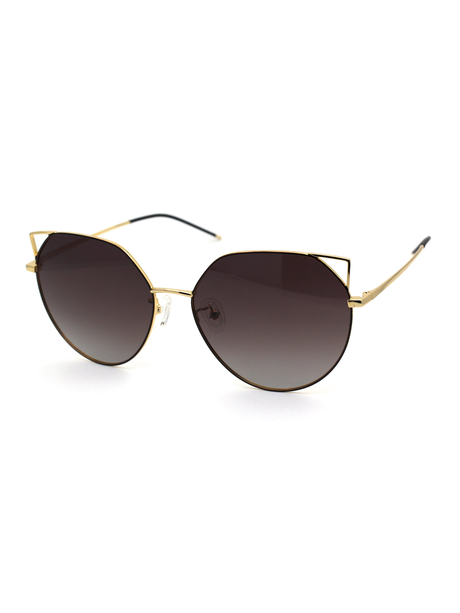 SA106 Womens Polarized CR39 Lens Round Metal Rim Cat Eye Sunglasses