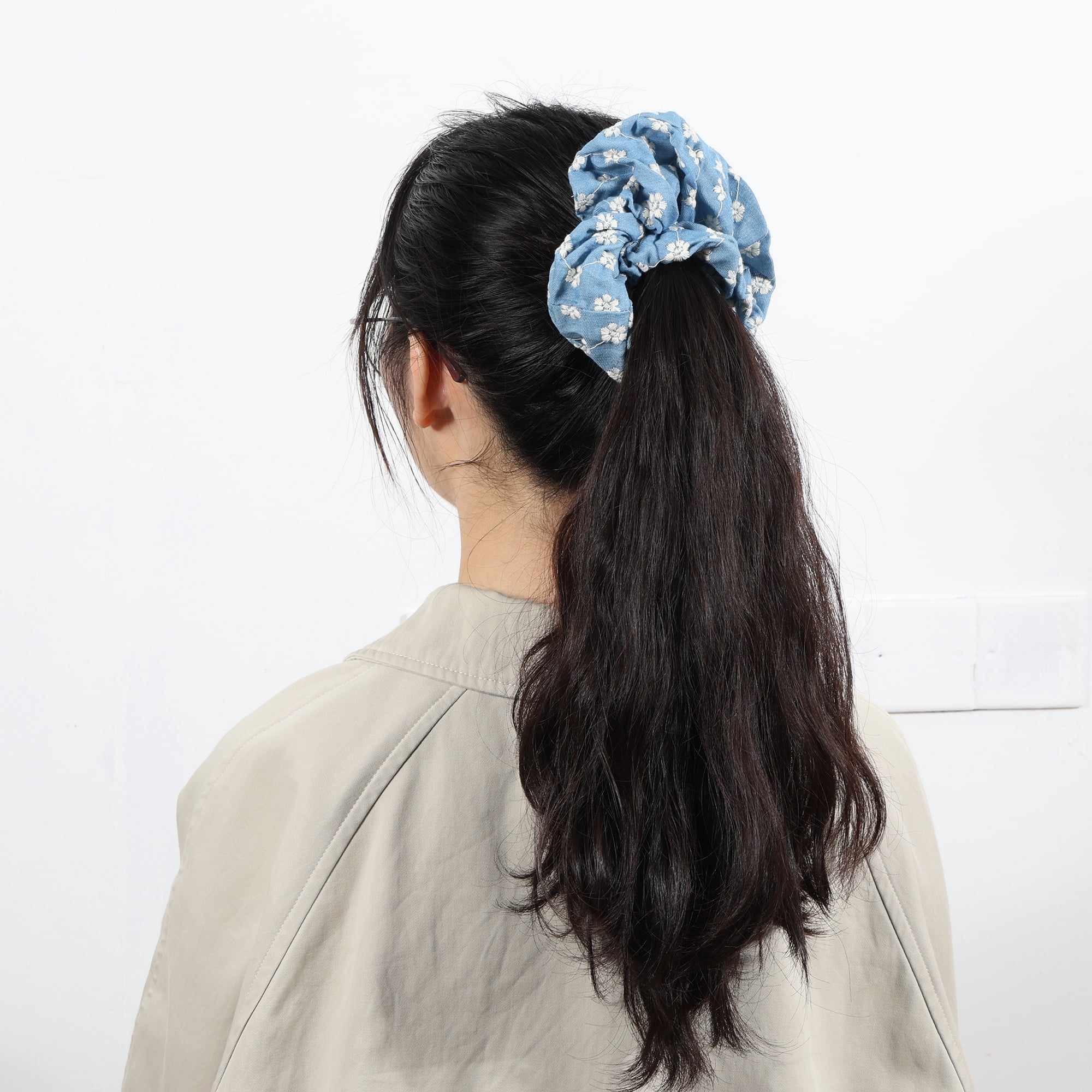 Unique Bargains Rose Denim Hair Ties Fashionable Daily Use Light Blue