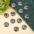thumbnail image 4 of 1Box 12PCS 30mm Screw Back Buttons Round Vintage Engraving Sun Flower Faux Turquoise Conchos Flower Buds Daisy Decorative Buckles Replacement Castings Buttons for DIY Leather Craft Fabrics, 4 of 7