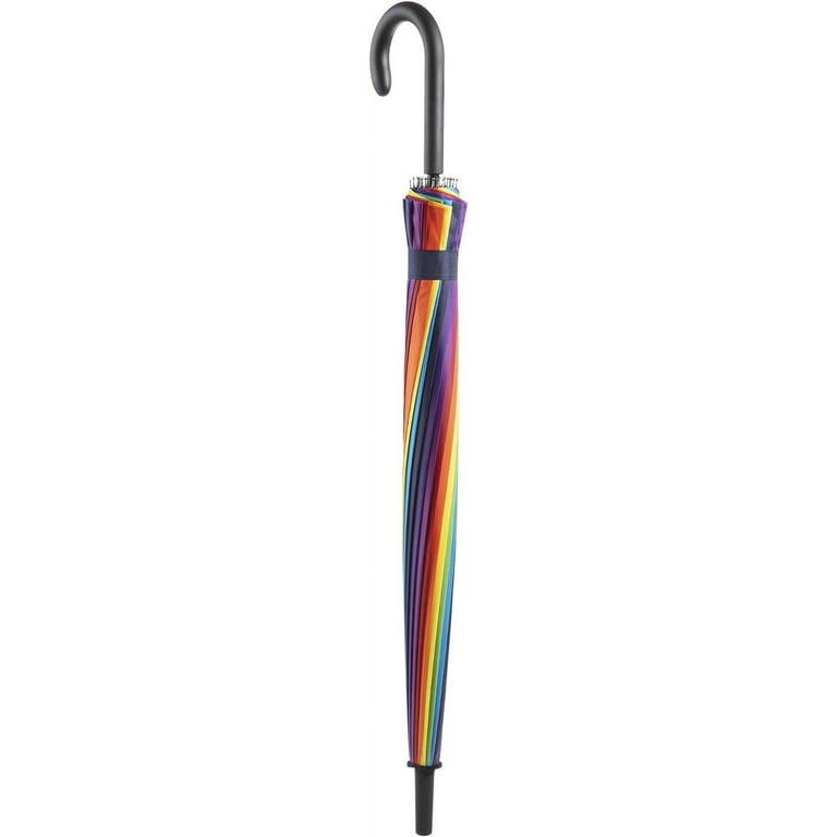 Totes 24 Rib Rainbow Auto-Open Stick Umbrella - Rainbow