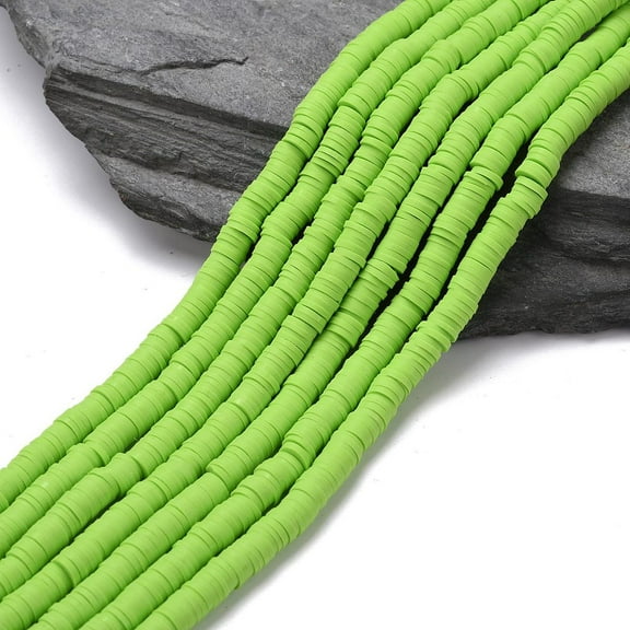 10strands Flat Round Handmade Polymer Clay Beads Disc Heishi Beads for Hawaiian Earring Bracelet Necklace Jewelry Making Lawn Green 6x1mm Hole: 2mm about 353~378pcs/strand 17.7 inch Green