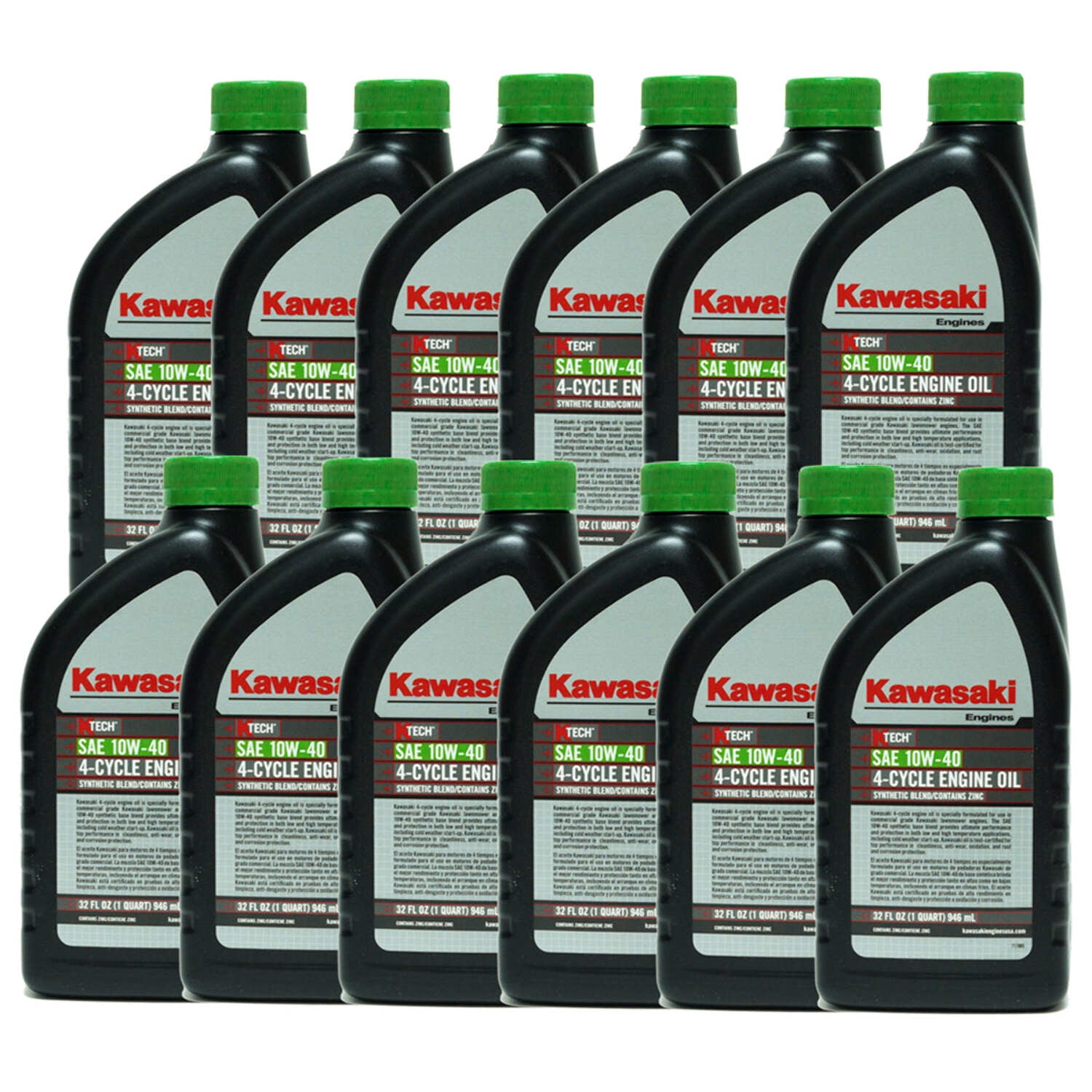 Kawasaki 12PK Genuine OEM 10W40 Motor Oil Quart 4-Cycle K-Tech 99969-6296
