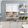 thumbnail image 6 of Half Window Curtain 36 Inches Long, Brown Ombre Window Treatment Curtain Drapes, Modern Geometric Abstract Aesthetic Cream Small Tier Curtains for Bathroom Over Sink, 27.5"x36", 2 Panels, 6 of 7