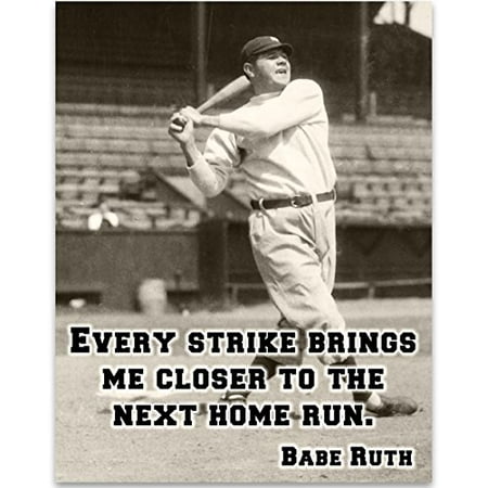 Babe Ruth - Every Strike Art Print - 11x14 Unframed Art Print - Great Boy's/Girl's Room Decor and Gift for Baseball