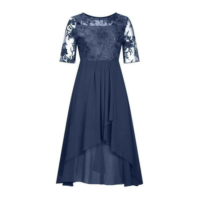 CHUANK 2023 Robes en Dentelle pour Invitées de Mariage pour Femmes Élégantes Robes pour Mère de la Mariée Marié Robes en Chiffon Robe de Soirée Formelle Midi Robe de Fête