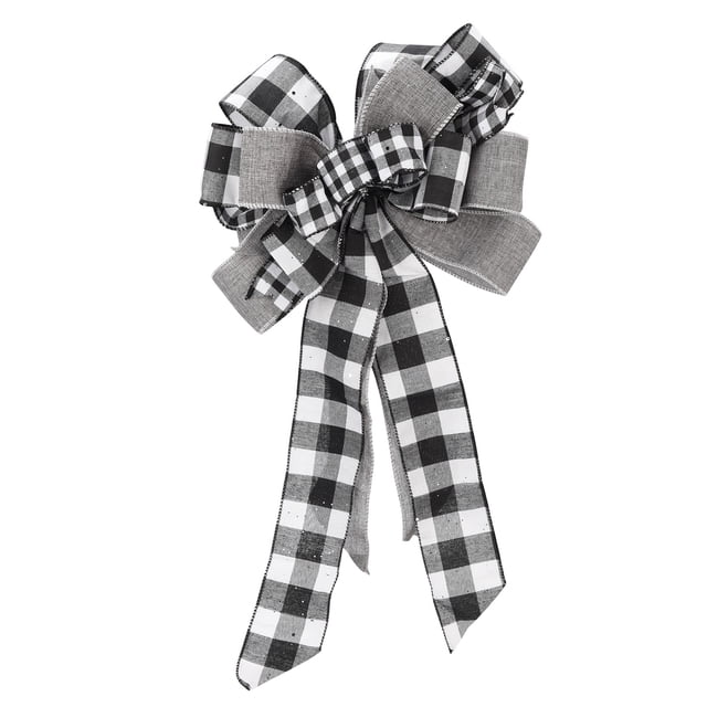 Bow-knot DIY Christmas Tree Decoration Rural American Country Style Ribbon Handmade Lattice